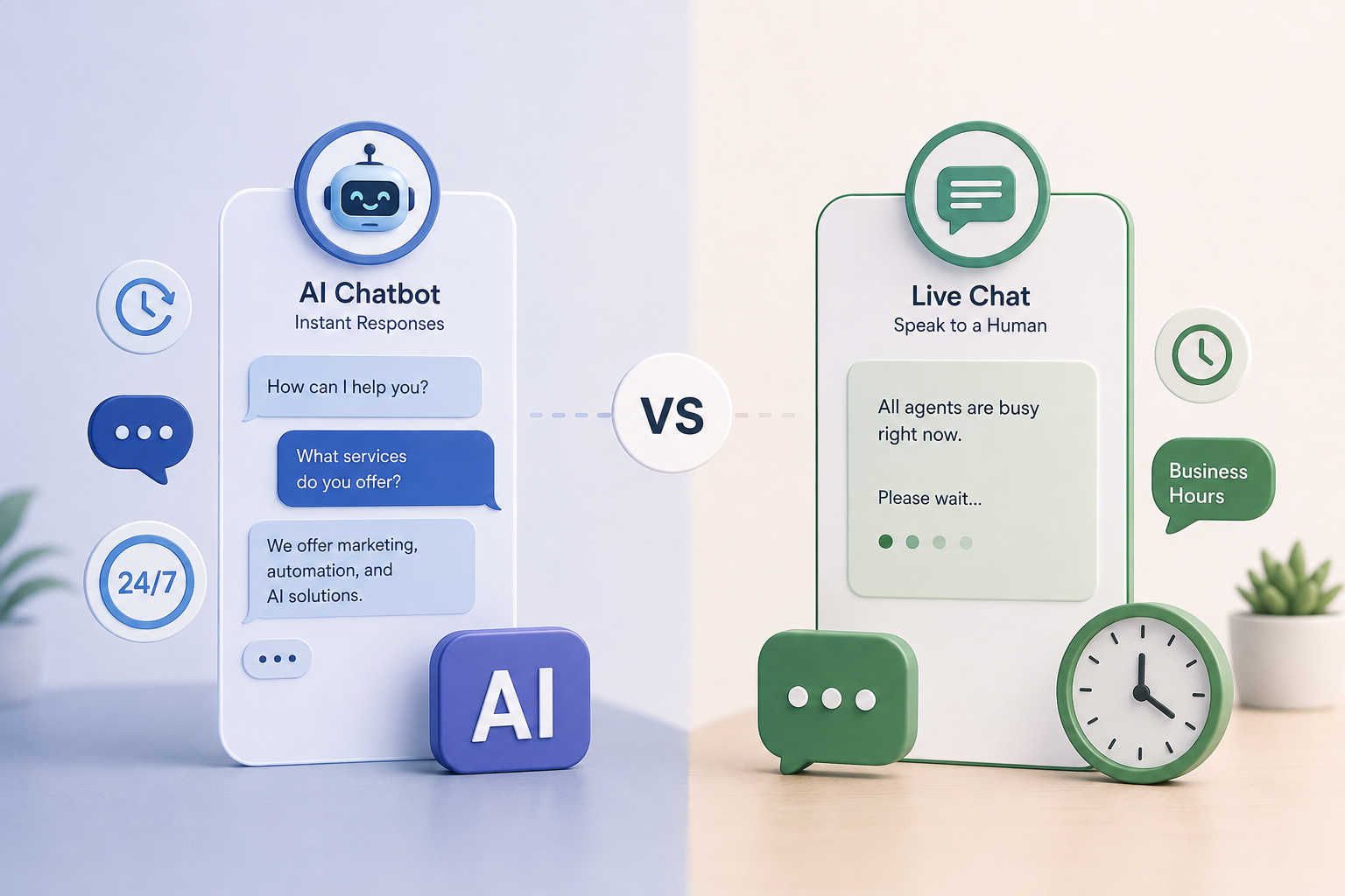AI chatbot vs live chat comparison